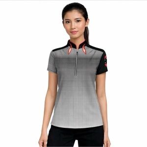 Jamie Sadock Sunrise Golf Top Women's Size Large Short Sleeve 1/2 Zip Pickleball